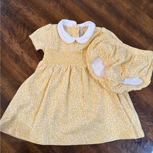 JoJo Maman Bébé Yellow Floral Baby Dress with matching diaper cover
